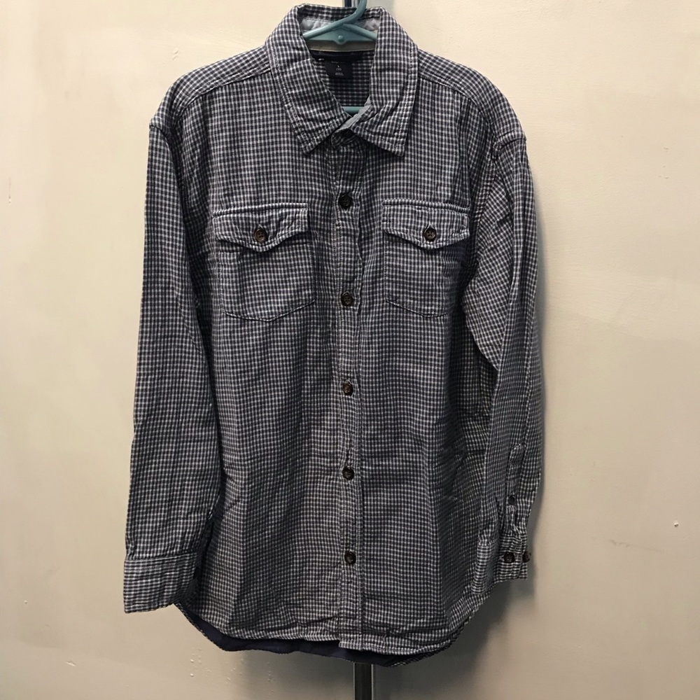 GAP Kids Navy/Wh Checkered Cotton Shirt - Sz 10